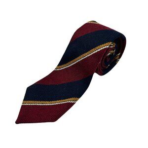 Roxburgh Burgundy Gold Navy Diagonal Stripe Scotland Wool Tie